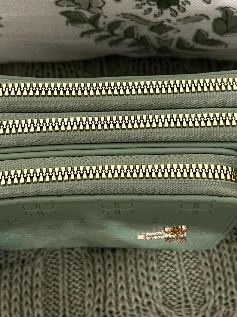 NWT Chic Unlimited Gold Dragonfly 3 Pocket Crossbody Phone Bag -Sage, Size small - Picture 2 of 8